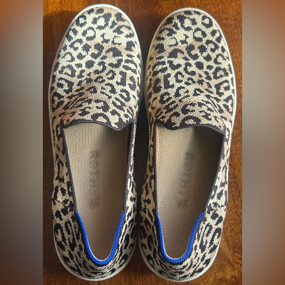 Rothy’s Leopard Slip-On Sneakers Sz 11 Washable Knit Comfort Chic